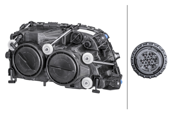 Far stanga (H1/H7/PY21W/W5W, reglaj manual, argintiu, Semnalizator portocaliu) MERCEDES ACTROS MP2 / MP3 dupa 2002 [2]