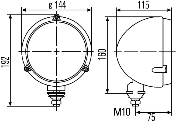 Far universal Dreapta/Stanga (rotund, H4/T4W, 12/24V, latime 144mm, inaltime 192mm, diametru 144mm, adancime: 115mm, transparent, plastic, negru, Lampi de pozitie) [2]