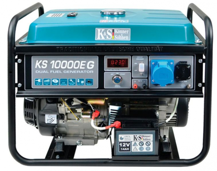 Generator, tip: LPG/Petrol 230V, putere motor 18 HP, putere maxima: 8kW, curent nominal: 34,8A, stecher: 1x12V DC, 1x16A (230V), 1x32A (230V); pornire: electric/manual [1]