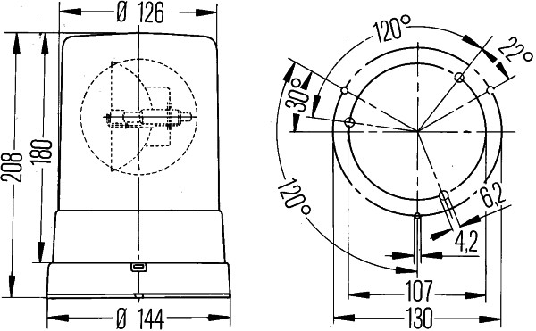 Girofar galben H1, 24V, diametru 144mm, IP5K4K9K [2]