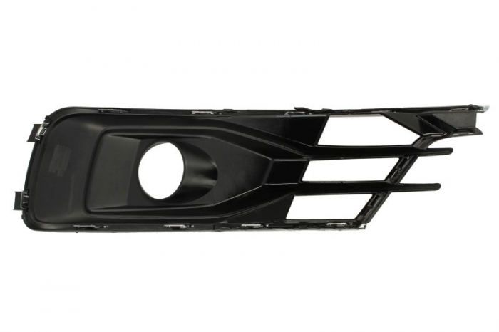 Grila bara fata dreapta cu ornament cromat cu locas proiectoare, plastic, negru/crom potrivit AUDI A6 C7 20115-2018 [2]
