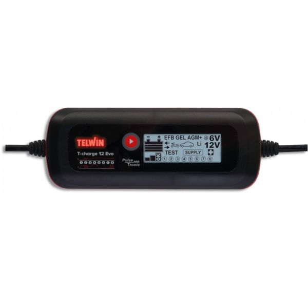 Incarcator baterii T-CHARGE 12 EVO, voltaj incarcare: 6/12 V TELWIN, curent schimbat: 4A, alimentare electrica: 230V, tip baterie: AGM/EFB/GEL/Li/MF/PbCa/WET [3]
