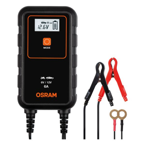 Incarcator baterii, voltaj incarcare: 6/12 V OSRAM, curent schimbat: 6A, alimentare electrica: 230V, tip baterie: AGM/Li-Ion/VRLA, cu iluminarea zonei din spatele mașinii [2]