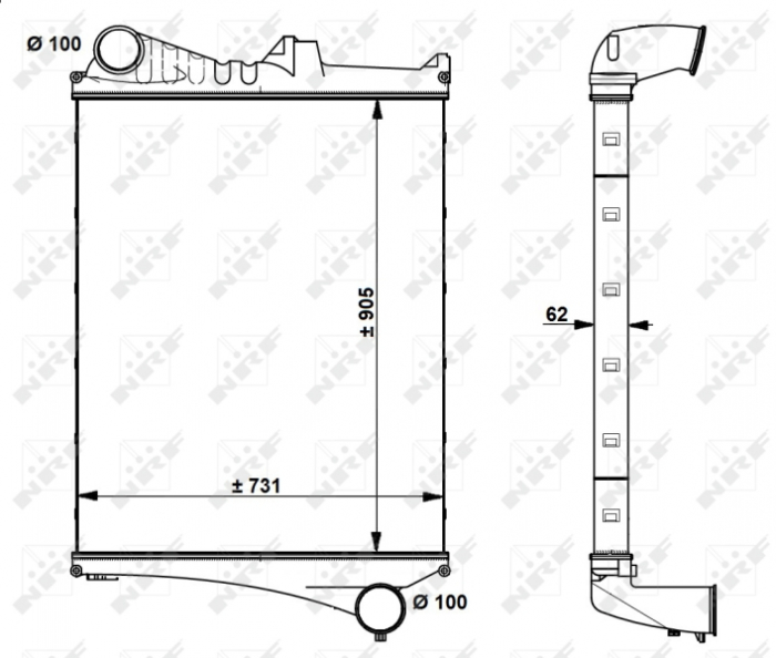 intercooler (diametru admisie 100 mm) potrivit VOLVO FH, FH12, FM, FM12, FM7, FM9, FMX D11A-370-D9B380 08.93- [3]