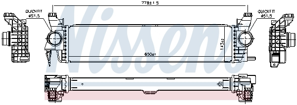 Intercooler potrivit MERCEDES MARCO POLO CAMPER (W447), VITO MIXTO (DOUBLE CABIN), VITO TOURER (W447), VITO (W447) 1.6D 10.14- [1]