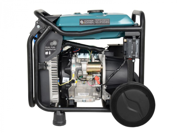 Invertor generator tip combustibil: LPG/Petrol 230V, putere motor 16,1 HP, putere maxima: 8kW, curent nominal: 34,8A, prize: 1x16A (230V), 1x32A (230V); pornire: electric/manual [4]