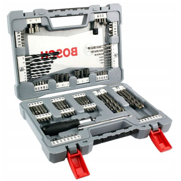 Kit burghiu, HSS-G / HSS-R, 105buc, diametru burghiu: 2; 2,5; 3; 4; 5; 6; 7; 8mm, destinat pentru: beton/lemn/metal (Biti si socluri X-Line Premium) [2]
