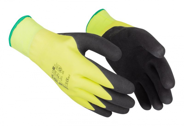 Manusi de protectie GUIDE 590W, latex / tesatura, marime: 9/L, 1 pereche, culoare: galben fluorescent/negru, durabilitate: EN 388; EN 407; EN 420, cum se foloseste: reutilizabil [1]