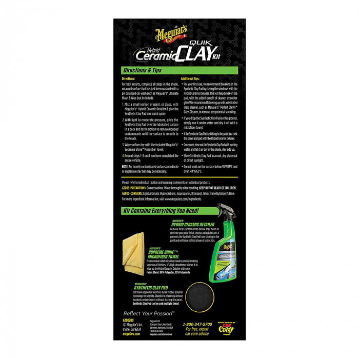 Pachet detailing auto Meguiar's , include spray ceramic, burete aplicator si laveta stergere, 532 ml, Hybrid Ceramic Quik Clay Kit [3]