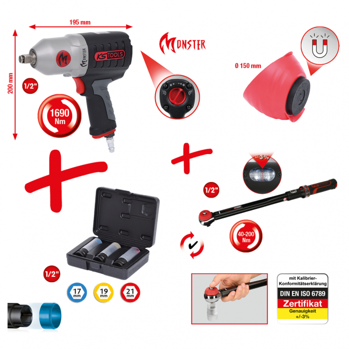 Pachet pistol pneumatic pentru roti 6 piese [2]