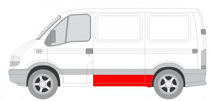 Panou lateral Stanga (model scurt; pentru dunga, partea inferioara) potrivit NISSAN INTERSTAR; OPEL MOVANO A; RENAULT MASTER II, MASTER PRO -12.10 [3]