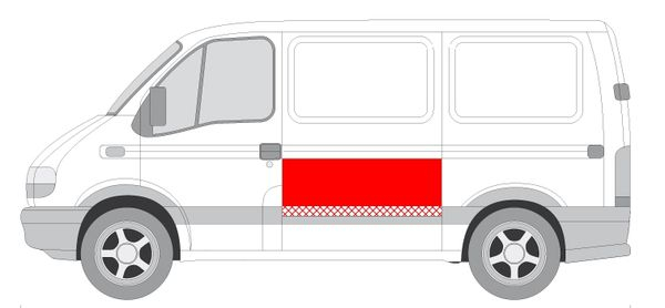 Panou lateral Stanga (partea de sus, inaltime 46cm, lungime 128cm) potrivit NISSAN INTERSTAR; OPEL MOVANO A; RENAULT MASTER II, MASTER PRO -01.10 [3]