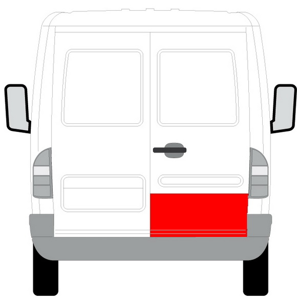 Panou pentru reparatie Usa spate dreapta partea inferioara inaltime 200mm MERCEDES SPRINTER; VW LT intre 1995-2006 [2]