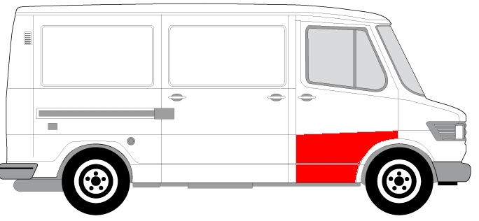 Panou reparatie usa Fata Dreapta (strat, partea inferioara, la a doua coasta) potrivit MERCEDES T1 (601), T1 (601, 611), T1 (602), T1 (B601), T1 (B602), T1/TN 05.77-02.96 [2]