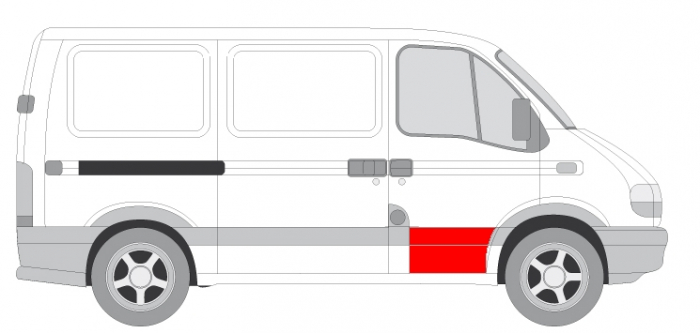 Panou reparatie usa Fata Dreapta (strat, partea inferioara) potrivit RVI MASCOTT; NISSAN INTERSTAR; OPEL MOVANO A; RENAULT MASCOTT, MASTER II, MASTER PRO 07.98-02.10 [2]
