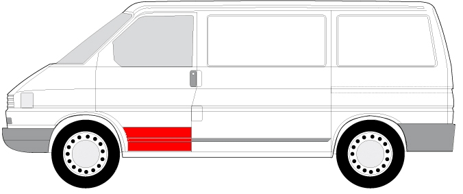 Panou reparatie usa Fata Stanga (strat, partea inferioara, la prima coasta) potrivit VW TRANSPORTER T4 07.90-04.03 [2]
