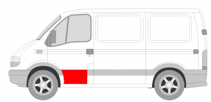 Panou reparatie usa Fata Stanga (strat, partea inferioara) potrivit RVI MASCOTT; NISSAN INTERSTAR; OPEL MOVANO A; RENAULT MASCOTT, MASTER II, MASTER PRO 07.98-02.10 [2]