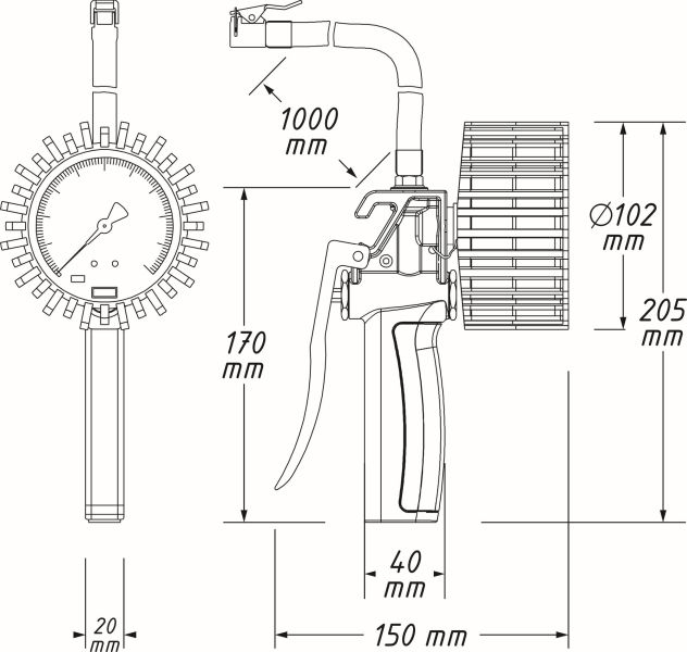 Pistol de umflare, pentru pompare, pentru verificarea presiunii aerului, analog, presiune bar: 8 bar, conector: 1/4 [4]