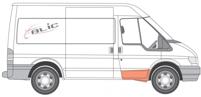 Podea treapta cabina dreapta cu prag interior lateral kit reparatie, complet potrivit FORD TRANSIT V 2000-2006 [2]