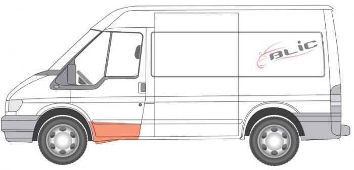Podea treapta cabina stanga cu prag interior lateral kit reparatie, complet potrivit FORD TRANSIT V 2000-2006 [2]