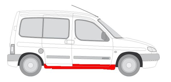 Prag lateral dreapta CITROEN BERLINGO; PEUGEOT PARTNER 4 usi intre 1996-2008 [3]