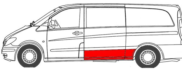 Prag lateral stanga varianta lunga, partea inferioara MERCEDES VITO / MIXTO W639, VITO W639 intre 2003-2010 [3]