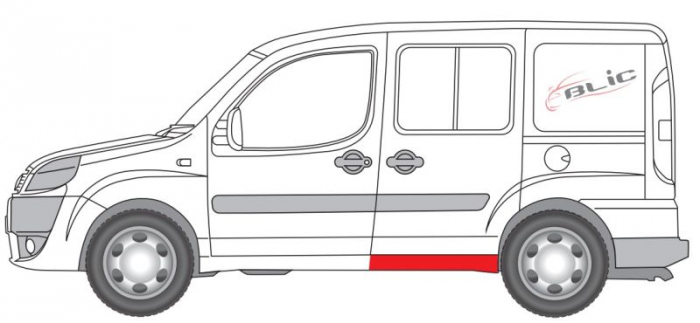 Prag lateral Usa culisanta stanga/dreapta Kit reparatie lungime 110cm FIAT DOBLO, DOBLO CARGO dupa 2001 [2]