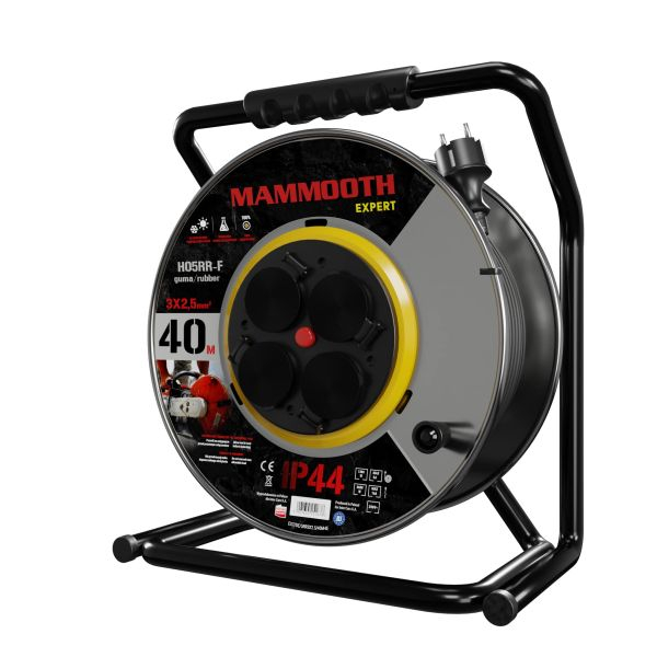 Prelungitor pe tambur special 40m, 230V, 3x2,5mm², număr de prize 230V x 4buc E, 1380 / 3680W, IP44, tobă metalică [2]