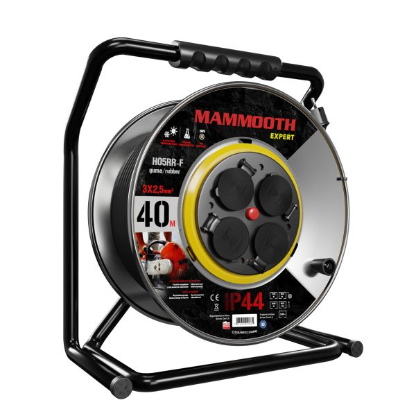 Prelungitor pe tambur special 40m, 230V, 3x2,5mm², număr de prize 230V x 4buc E, 1380 / 3680W, IP44, tobă metalică [4]