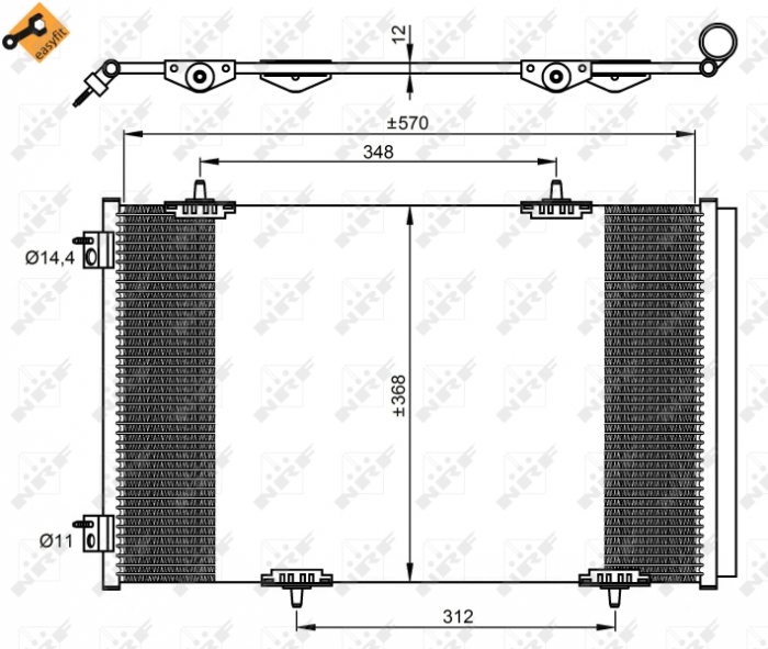 Radiator AC condensator cu uscator, aluminiu potrivit CITROEN C-ELYSEE; PEUGEOT 301 1.2-1.6LPG 11.12- [3]