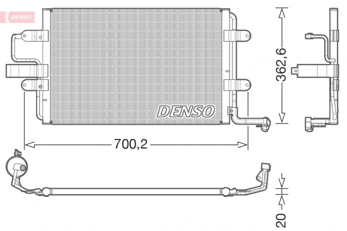 Radiator AC condensator cu uscator potrivit AUDI A3, TT; VW BORA, BORA I, GOLF IV, NEW BEETLE 1.4-3.2 09.96-12.13 [1]
