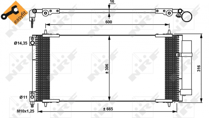 Radiator AC condensator cu uscator potrivit CITROEN C5 II, C5 III, C6; PEUGEOT 407, 607 2.2D/2.7D 12.04- [5]
