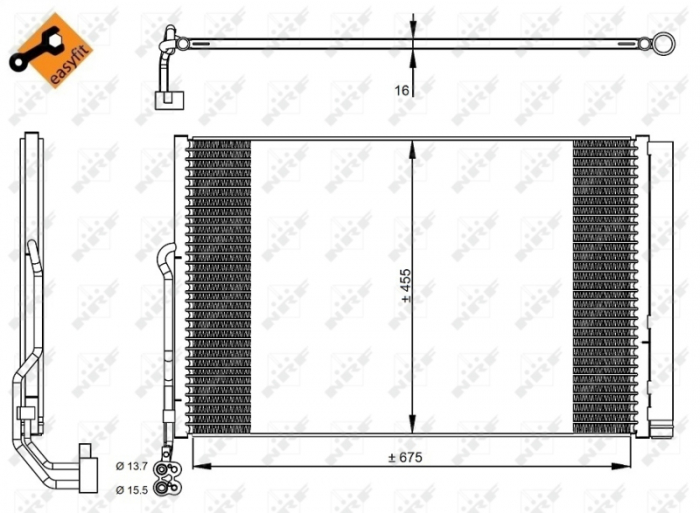 Radiator AC condensator cu uscator potrivit PORSCHE CAYENNE; VW TOUAREG 3.0D-4.8 01.10- [1]