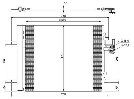 Radiator AC condensator cu uscator potrivit VOLVO S60 II, S80 II, V40, V60 I, V70 II, V70 III, XC70 II; LAND ROVER DISCOVERY SPORT, FREELANDER 2, RANGE ROVER EVOQUE 1.5-3.2 05.05- [1]