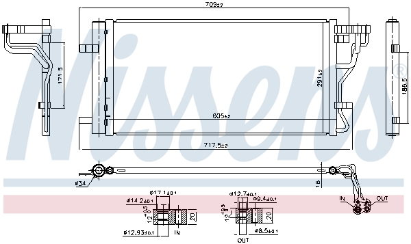 Radiator aer conditionat AC (cu uscator, aluminiu) potrivit HYUNDAI KONA, KONA/SUV 1.0/1.6/1.6D 06.17- [1]