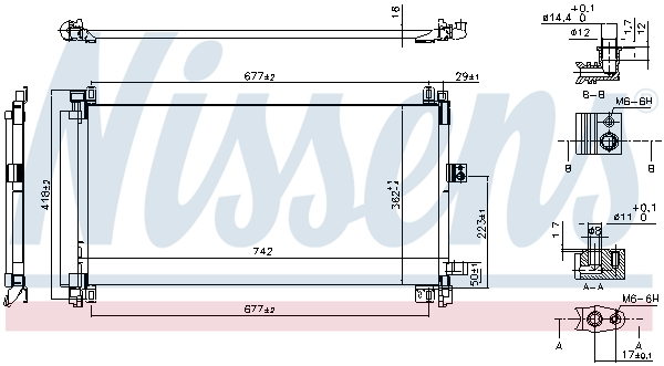 Radiator aer conditionat AC cu uscator potrivit CITROEN C5 III, C6; PEUGEOT 407, 508, 508 I 2.2D/3.0D 04.09- [3]