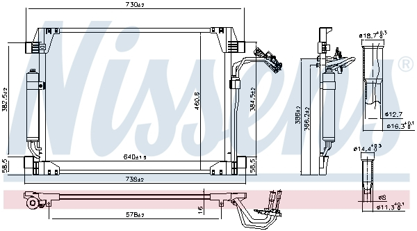 Radiator aer conditionat AC cu uscator potrivit INFINITI M, Q70 3.7/5.6 03.10- [3]
