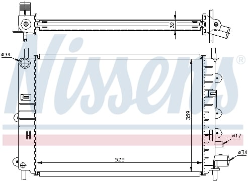 Radiator apa racire motor (transmisie manuala) FORD ESCORT '91 EXPRESS, ESCORT '95, ESCORT CLASSIC, ESCORT V, ESCORT VI, ORION III 1.4-2.0 intre 1990-2000 [1]