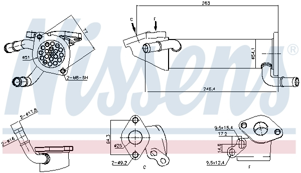 Radiator EGR potrivit CITROEN JUMPER; FIAT DUCATO; FORD TRANSIT, TRANSIT TOURNEO; PEUGEOT BOXER 2.2D 04.06- [3]