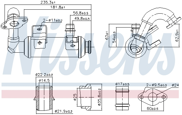 Radiator EGR potrivit FORD C-MAX, FOCUS C-MAX, FOCUS II, GALAXY II, MONDEO IV, S-MAX, TOURNEO CONNECT, TRANSIT CONNECT 1.8D 06.02-06.15 [1]