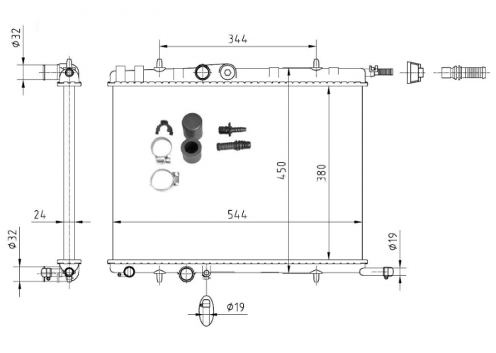 Radiator motor (Manual) potrivit CITROEN BERLINGO, BERLINGO MULTISPACE, BERLINGO/MINIVAN, C4, C4 I, XSARA, XSARA PICASSO; PEUGEOT 2008 I, 206, 206+, 307, 308 I, PARTNER 1.1-Electric [5]
