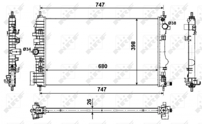 Radiator motor potrivit CHEVROLET MALIBU; OPEL INSIGNIA A; SAAB 9-5 2.0-2.8 [3]