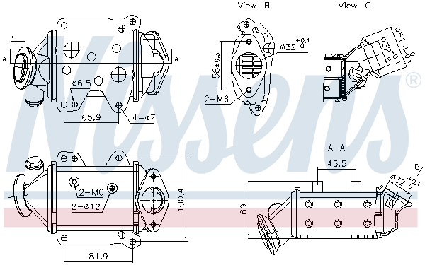 Radiator, recirculare gaze de esapament potrivit ALFA ROMEO MITO; FIAT 500L, 500X, DOBLO, DOBLO CARGO, FIORINO, FIORINO/MINIVAN, PUNTO, PUNTO/HATCHBACK, QUBO, TIPO; OPEL COMBO TOUR, COMBO/MINIVAN, COR [1]