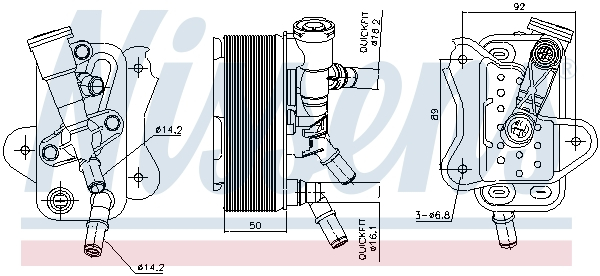 Radiator ulei termoflot cu carcasa filtru ulei potrivit BMW Seria 3 (E90), 3 (E91), 3 (E92), 3 (E93), 5 (F10), 5 (F11), 5 GRAN TURISMO (F07), 7 (F01, F02, F03, F04), X5 (E70), X6 (E71, E72) 2.0D/3.0D  [1]