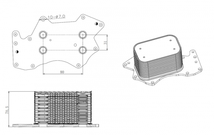 Radiator ulei termoflot potrivit AUDI A4 B7, A6 ALLROAD C6, A6 C6, A8 D3, Q7; VW PHAETON, TOUAREG 2.7D/3.0D 08.03-08.11 [3]