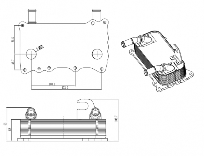 Radiator ulei termoflot potrivit PORSCHE 911, 911 SPEEDSTER, 911 TARGA 3.6/3.8 06.08-12.12 [1]