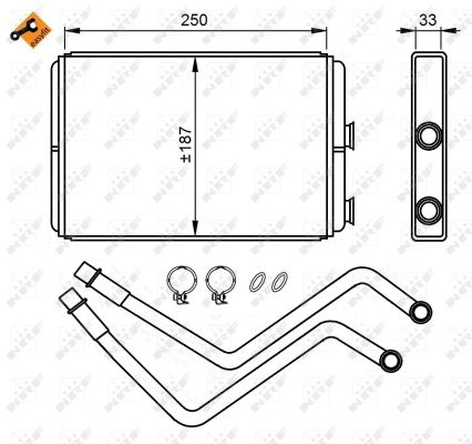 Schimbator caldura incalzire habitaclu (187x250x33, cu conducte) CITROEN C8, JUMPY; FIAT SCUDO, ULYSSE; LANCIA PHEDRA; PEUGEOT 807, EXPERT, EXPERT TEPEE 1.6D-3.0 dupa 2002 [2]