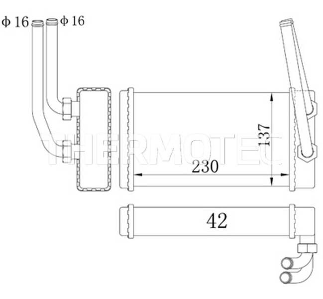 Schimbator caldura incalzire habitaclu (230x138x42) FORD TRANSIT 2.0/2.5D intre 1991-1994 [3]