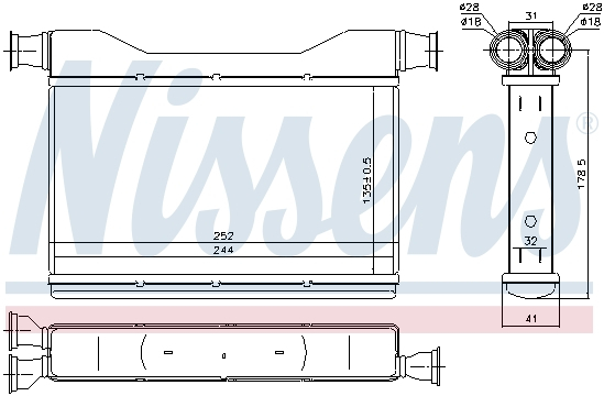 Schimbator caldura incalzire habitaclu (255x135x32) BMW Seria 5 (F10), 5 (F11), 5 GRAN TURISMO (F07), 6 (F12), 6 (F13), 6 GRAN COUPE (F06), 7 (F01, F02, F03, F04) 1.6-6.0 intre 2008-2018 [2]