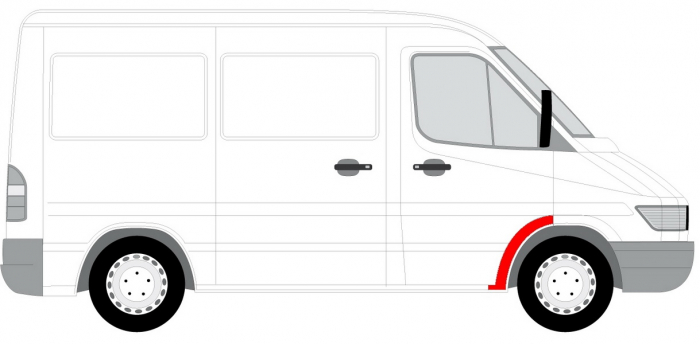 Segment aripa Dreapta (partea din spate) potrivit MERCEDES SPRINTER 2-T (B901, B902), SPRINTER 3-T (B903), SPRINTER 4-T (B904), SPRINTER 5-T (B905); VW LT 28-35 II 01.95-12.06 [2]